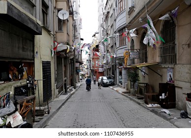 Flags Of A Peoples' Democratic Party (HDP) Hang On From Balconies In Istanbul, Turkey On May 29, 2015.