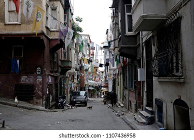 Flags Of A Peoples' Democratic Party (HDP) Hang On From Balconies In Istanbul, Turkey On May 29, 2015.