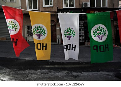 Flags Of Peoples' Democratic Party In Istanbul, Turkey On Oct. 29, 2015.