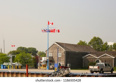 Flags At The Pier. Gimli, Canada.