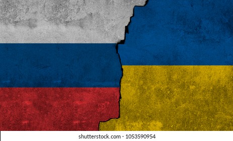 War Ukrainian Russian Flags Ukraine Crisis Stock Illustration 2127241127