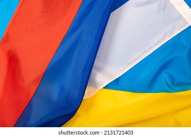 Flags Russia Ukraine Russianukrainian War Stock Photo 2131721403 ...