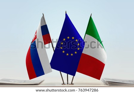 Flags of Slovakia European Union and Italy