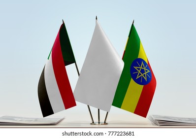 Flags Of Sudan And Ethiopia With A White Flag In The Middle