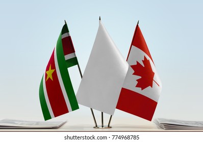 Flags Suriname Canada White Flag Middle Stock Photo Edit Now 774968785