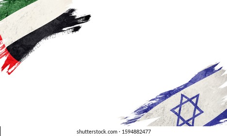 Flags Of UAE And Israel On White Background
