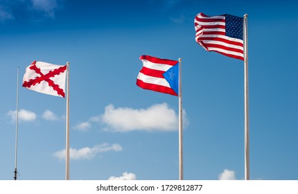 Flags Of The United States, Puerto Rican And Burgundy Cross Flag