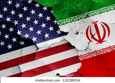 flags of USA and Iran