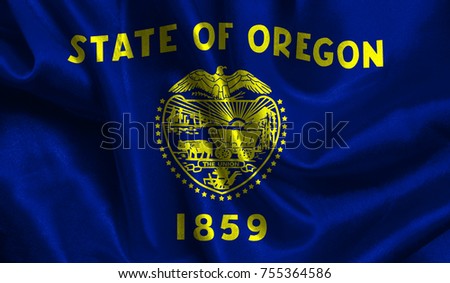 Flags from the USA on fabric ;State of Oregon