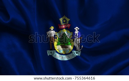 Flags from the USA on fabric ; State of Maine