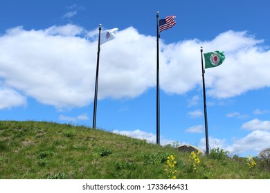 Flags Of Worcester Ma, Massachusetts,  And USA