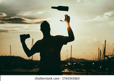 Flair Bartender Against The Sunset