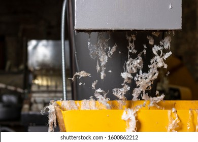 Flakes Of Washed Plastic Film. Raw Materials For The Production Of Recycled Polyethylene Granules. Plant For Recycling Used Stretch Film And Plastic Bags