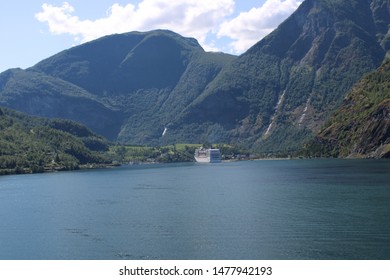 Flam, Norway On 24.07.2019: World Famous Village Of Flåm At The End Of Aurlandsfjord In Norway