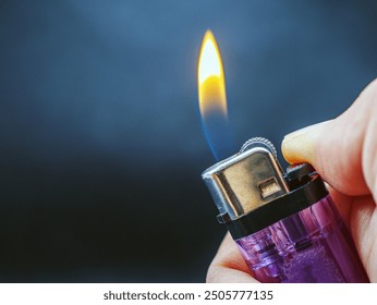 Flame emitted from a lighter, Close-up of flame switched on with lighter - Powered by Shutterstock