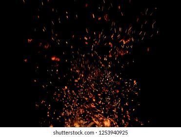 Flame Fire Sparks On Black Background Stock Photo (Edit Now) 1253940925