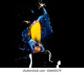 The flame from a gas lighter