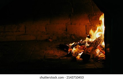 Flame Inside A Brick Oven