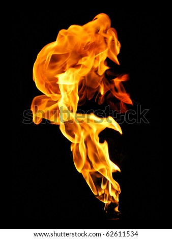 Flame isolated over black background