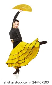 Flamenco Dancer In A Yellow Skirt