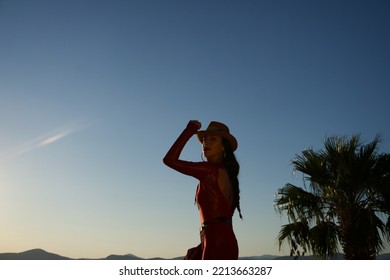 Flamenco Woman Under Blue Sky.