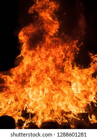 flames from a bonfire