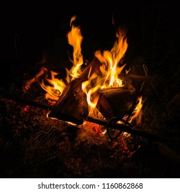 Flames of burning wood, heat