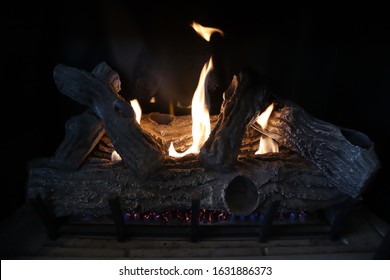 Logs In Artificial Fireplace Images Stock Photos Vectors