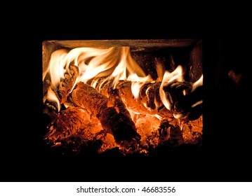 Flames And Glow In A Wood Burner