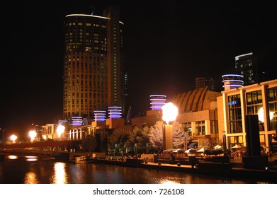 The Flames Of Melbourne's Crown Casino In Southbank