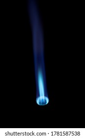 Flamethrower Burner Gas Blow Torch Ignition With Blue Fire Flame At Black Background