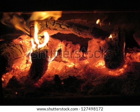 Flaming Burning Wood