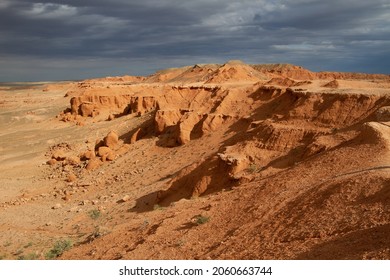 The Flaming Cliffs of Bayanzag in the Gobi Desert, Mongolia