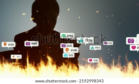 Flaming on social media concept. Viral marketing.