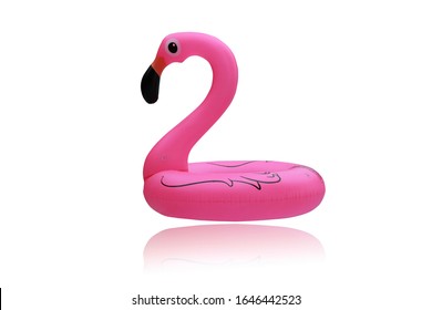 Flamingo Rubber Swimming Ring Water Sports isolated on the white background.This had clipping path.