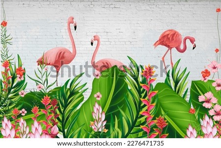 Flamingo Tropical flower For Interior Wall mural