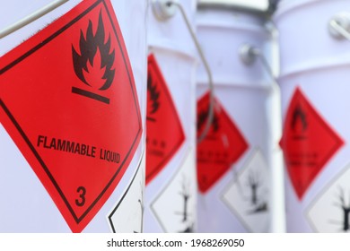 Flammable liquid symbol on the chemical tank