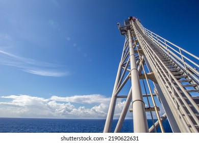 Flare Stack On Offshore Platform