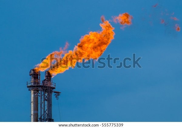 Flare\
stack at petroleum refinery in Port Arthur\
Texas