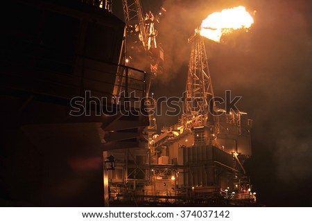 Flare system on the sea oil platform