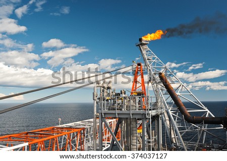Flare system of the sea oil production platform