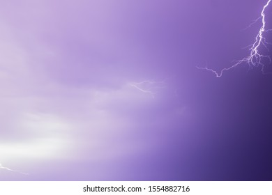 flash of lightning in the night sky