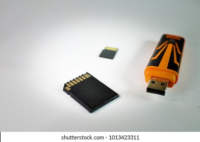 Flash memory on white background