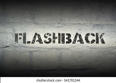 Flashback Stencil Print On The Grunge White Brick Wall