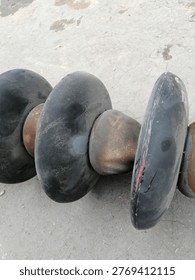 Flashed disc insulators of tower 