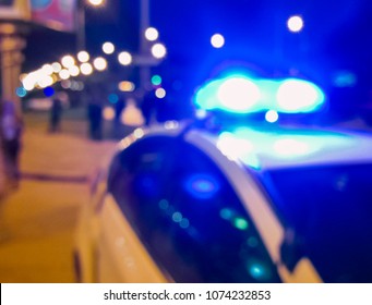 Flashing Lights Police Car Night Crime Stock Photo 1074232853 ...