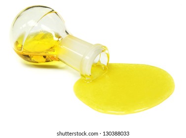 Flask, Spilled Yellow Liquid