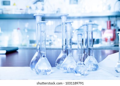 Empty Flasks Laboratory Analysis Equipment Chemical Stock Photo 