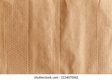 Flat Brown Paper Bag Wrinkled Texture  Background.