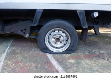 Flat Car Rims And Tires At The Workshop